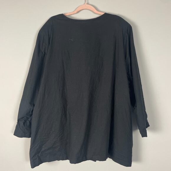 Ulla Popken Jacket Plus Size 32 34 Black Embroidered Colorful Artsy Novelty Boho - Picture 5 of 15